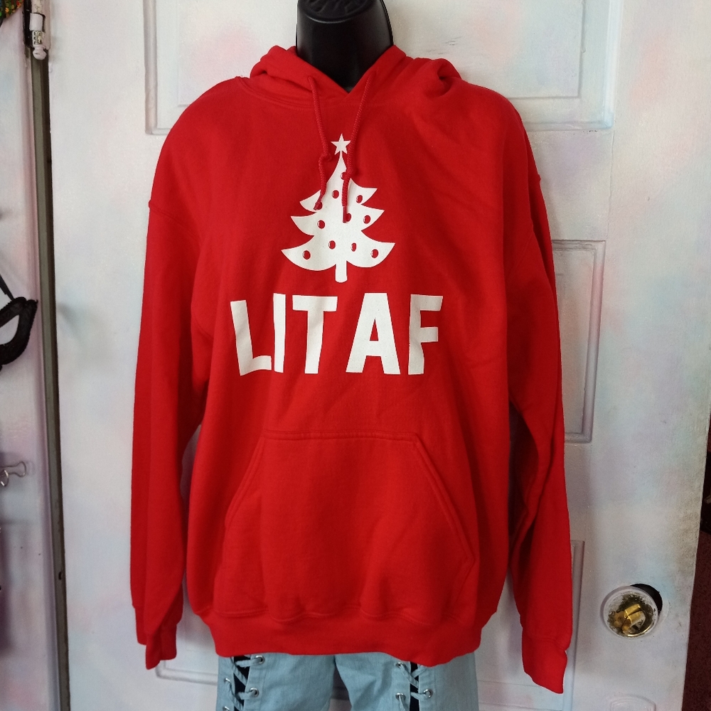 Lit AF comfy and warm Christmas hoodie! Unisex!